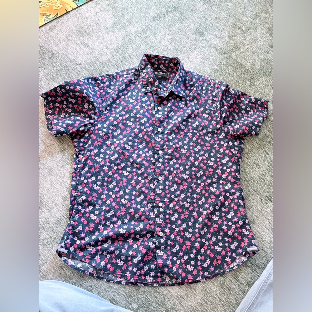 Bonobos Pink and Blue Floral Men's Shirt